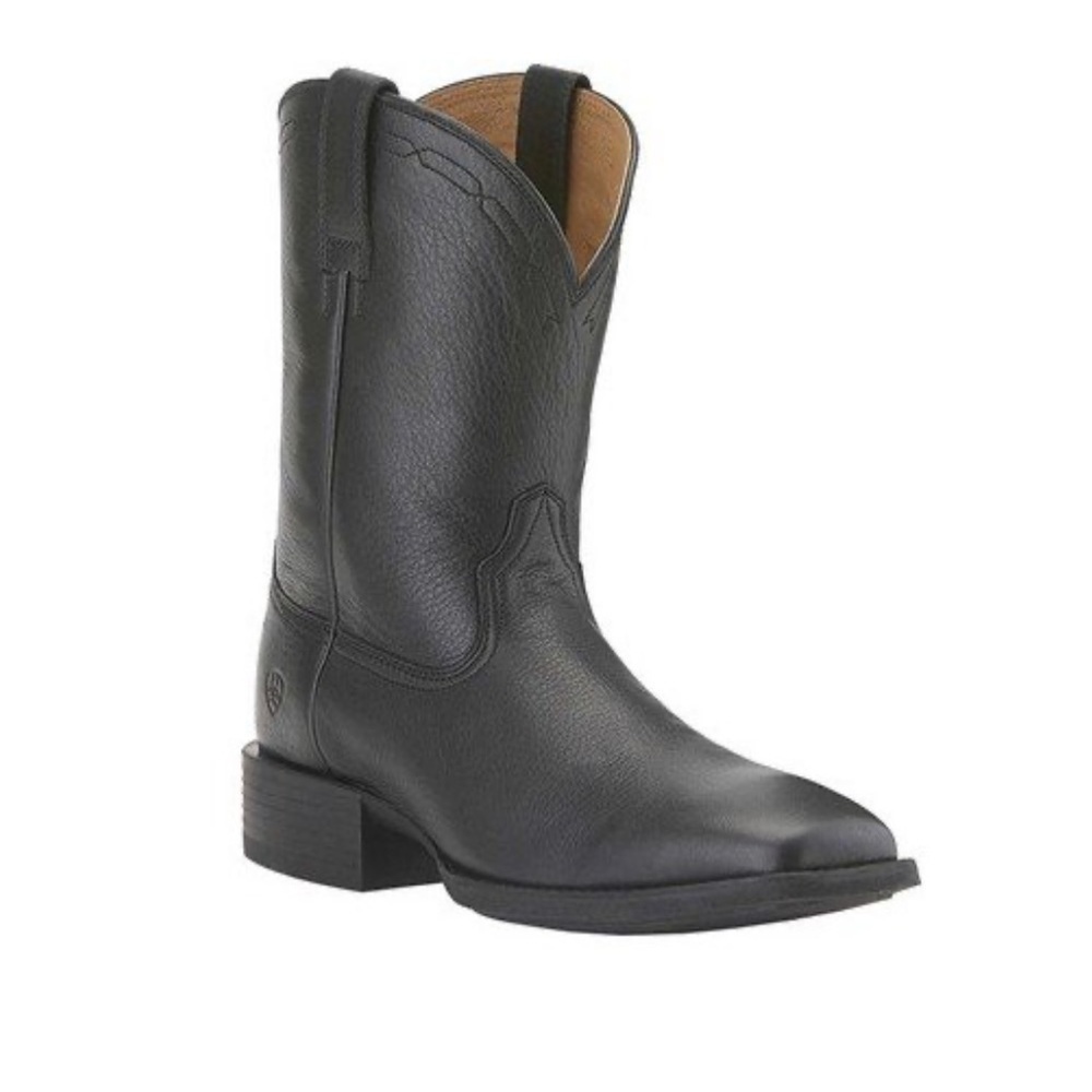 Ariat Heritage Roper Wide Square Toe Black Deertan 12D Like New